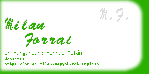 milan forrai business card